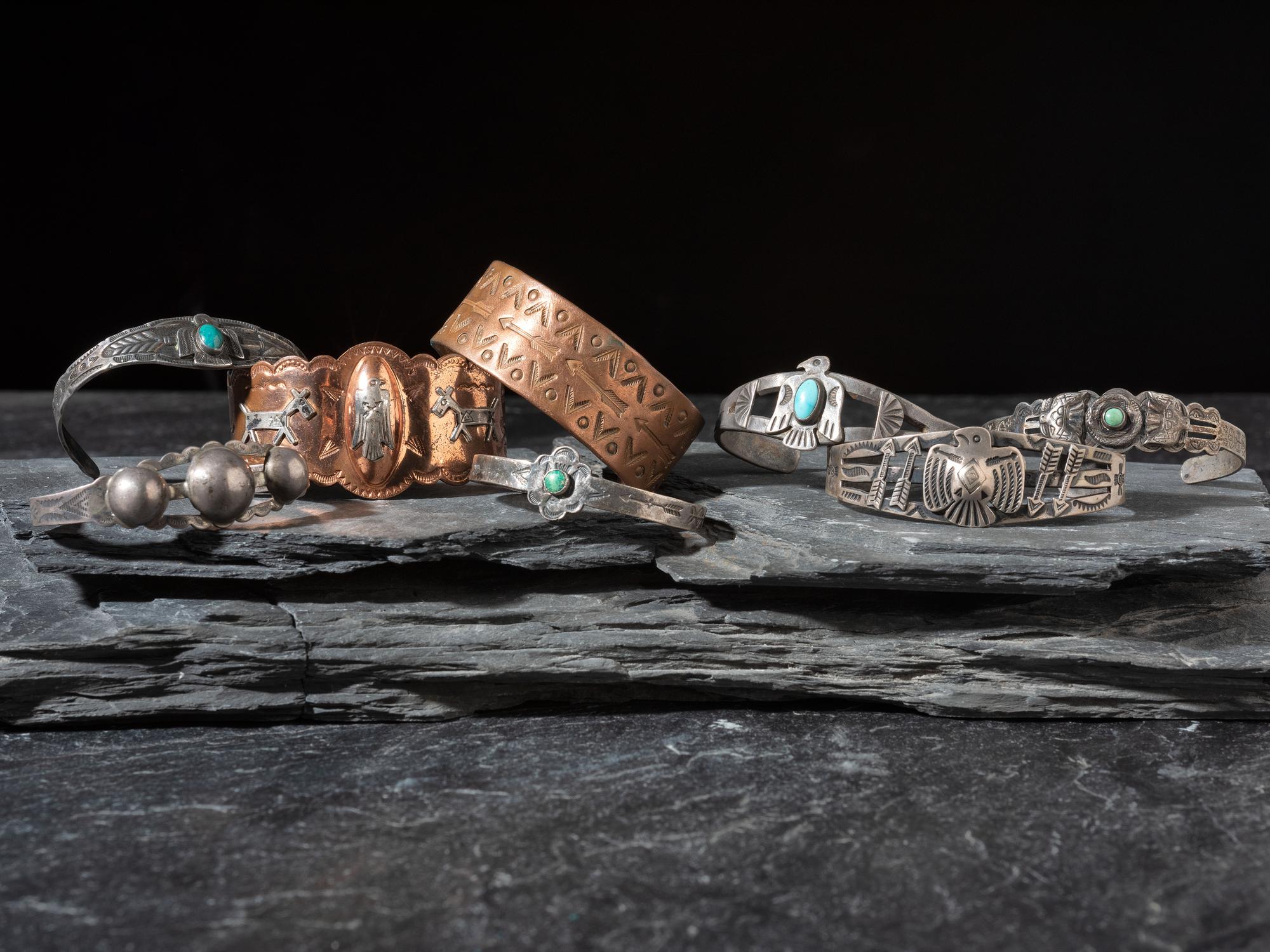Fred Harvey Era Copper and Silver Curio Bracelets