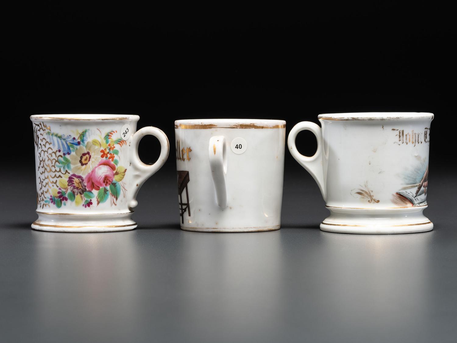 Three Porcelain Occupational Shaving Mugs