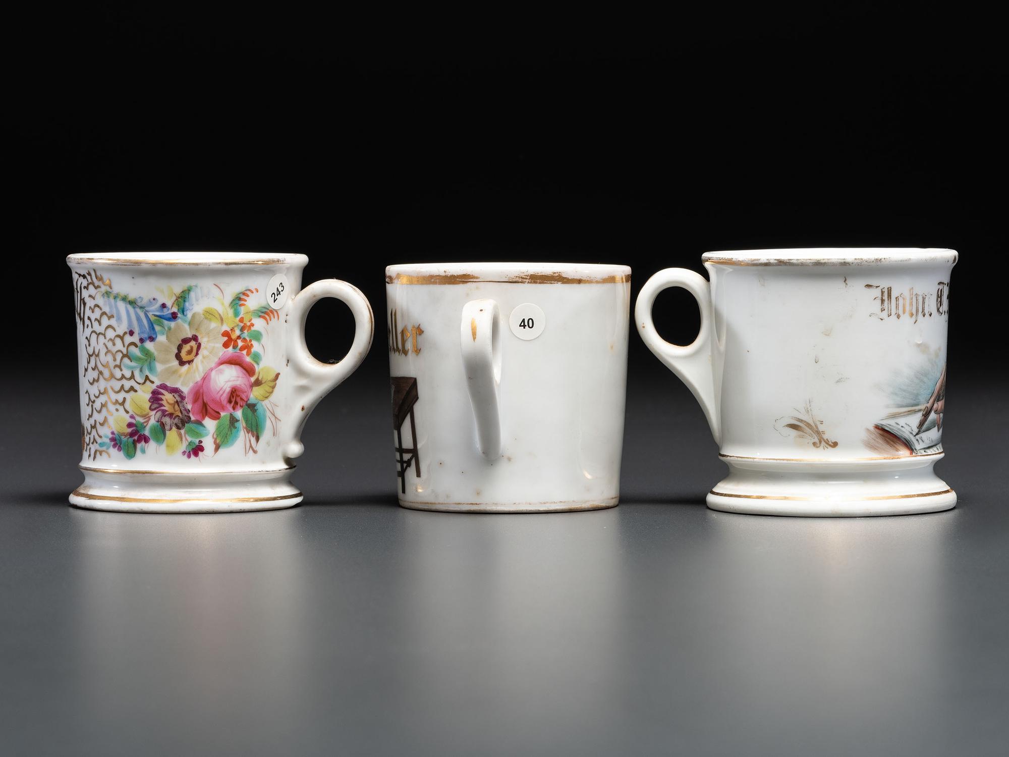 Three Porcelain Occupational Shaving Mugs