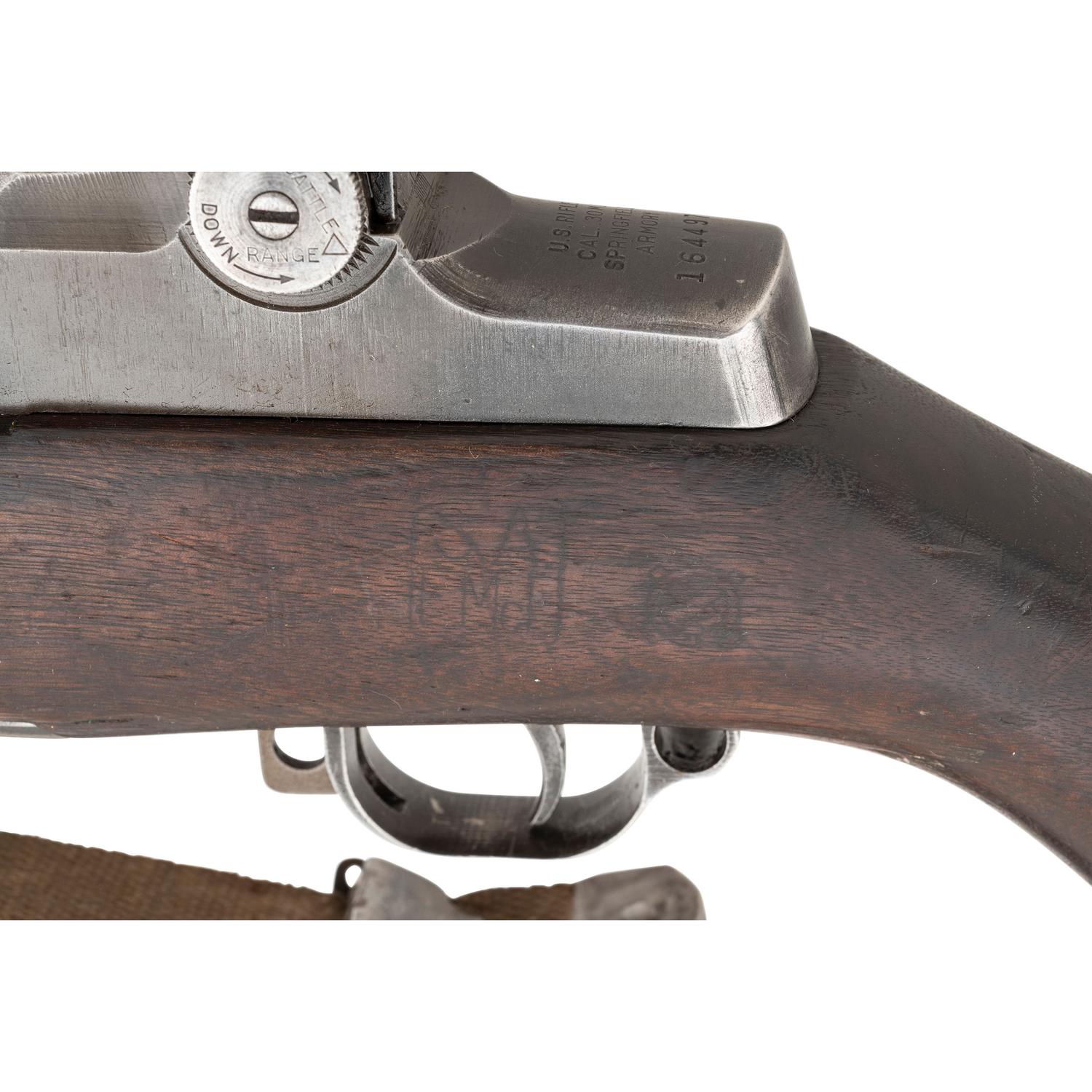 **World War II 1943 Springfield M1 Garand Rifle with Original Barrel, Uncut Operating Rod, Locking Bar Sights