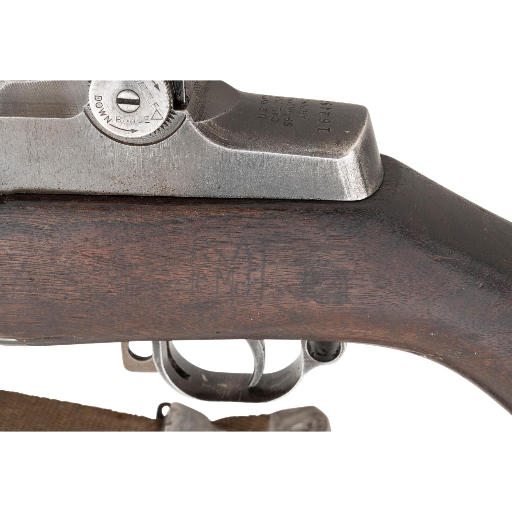 **World War II 1943 Springfield M1 Garand Rifle with Original Barrel, Uncut Operating Rod, Locking Bar Sights