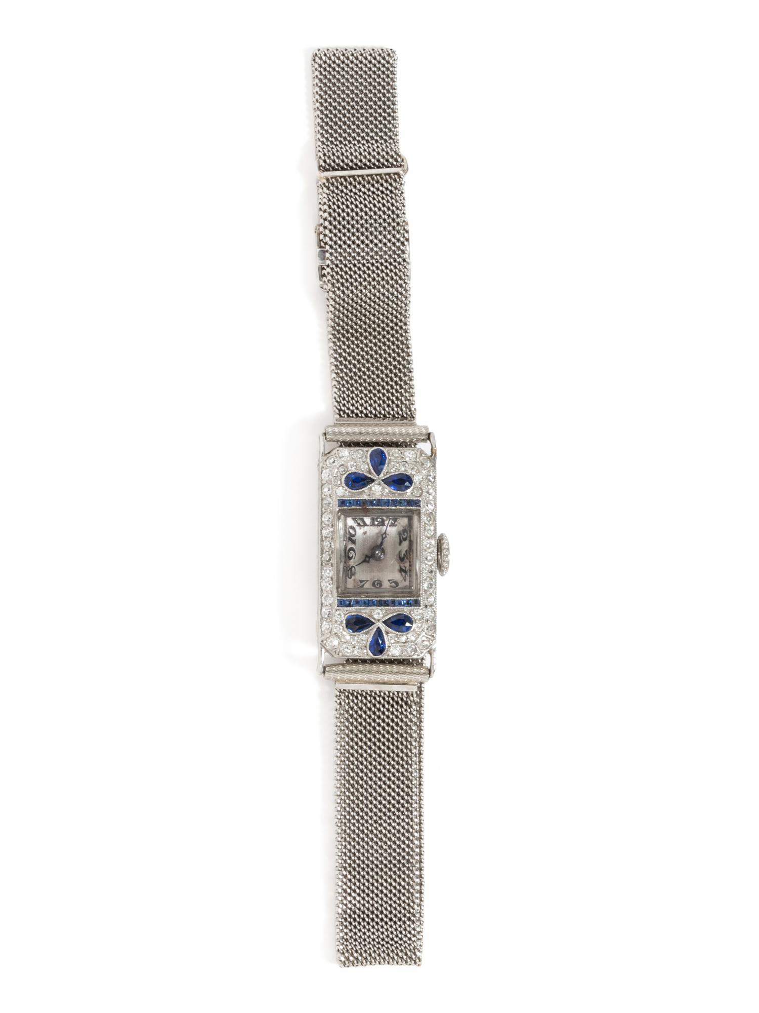 ART DECO, DIAMOND AND SAPPHIRE WATCH