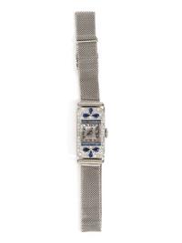 ART DECO, DIAMOND AND SAPPHIRE WATCH