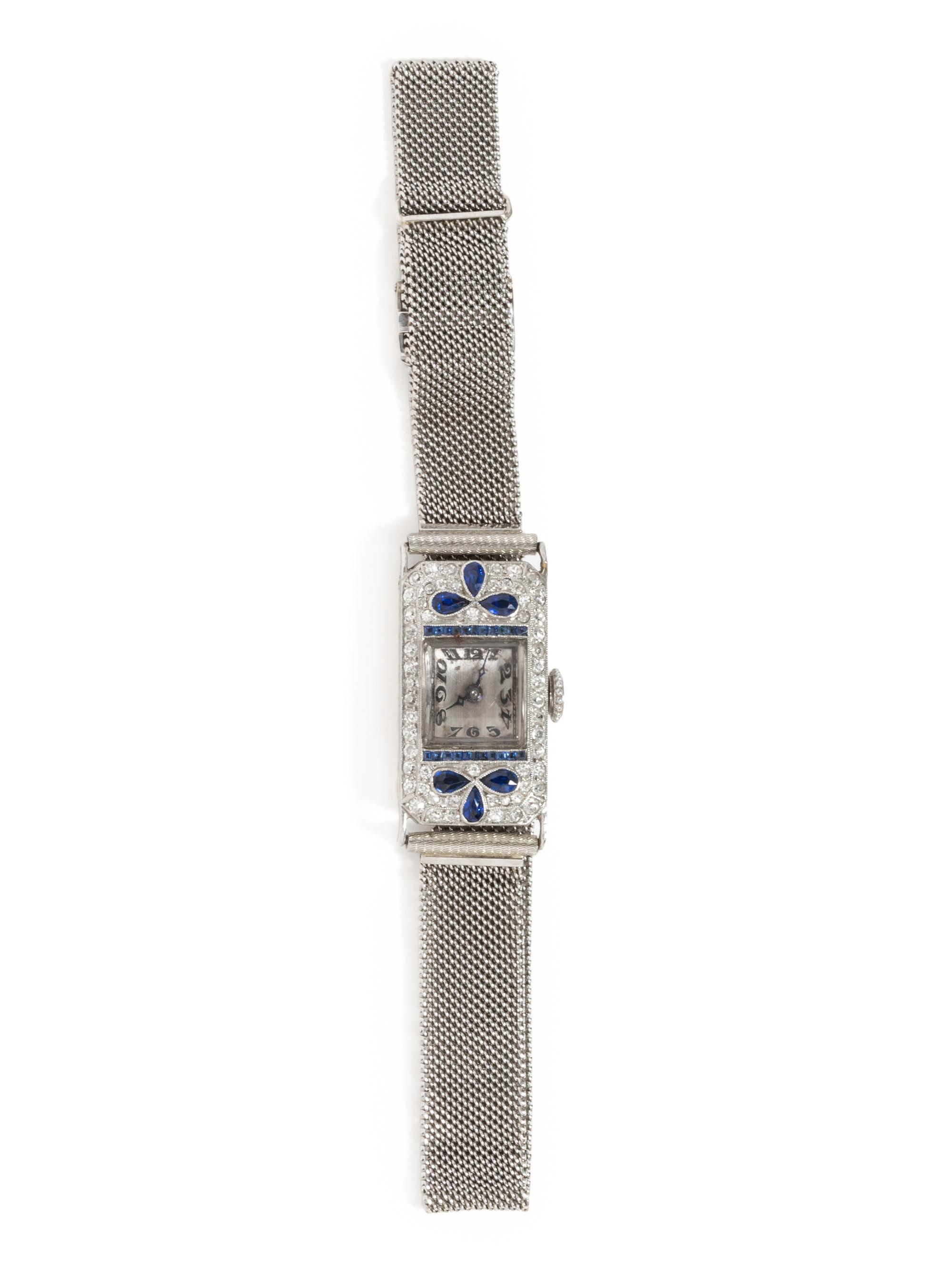 ART DECO, DIAMOND AND SAPPHIRE WATCH