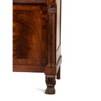 A Classical Brass Inlaid, Carved and Figured Mahogany Sideboard