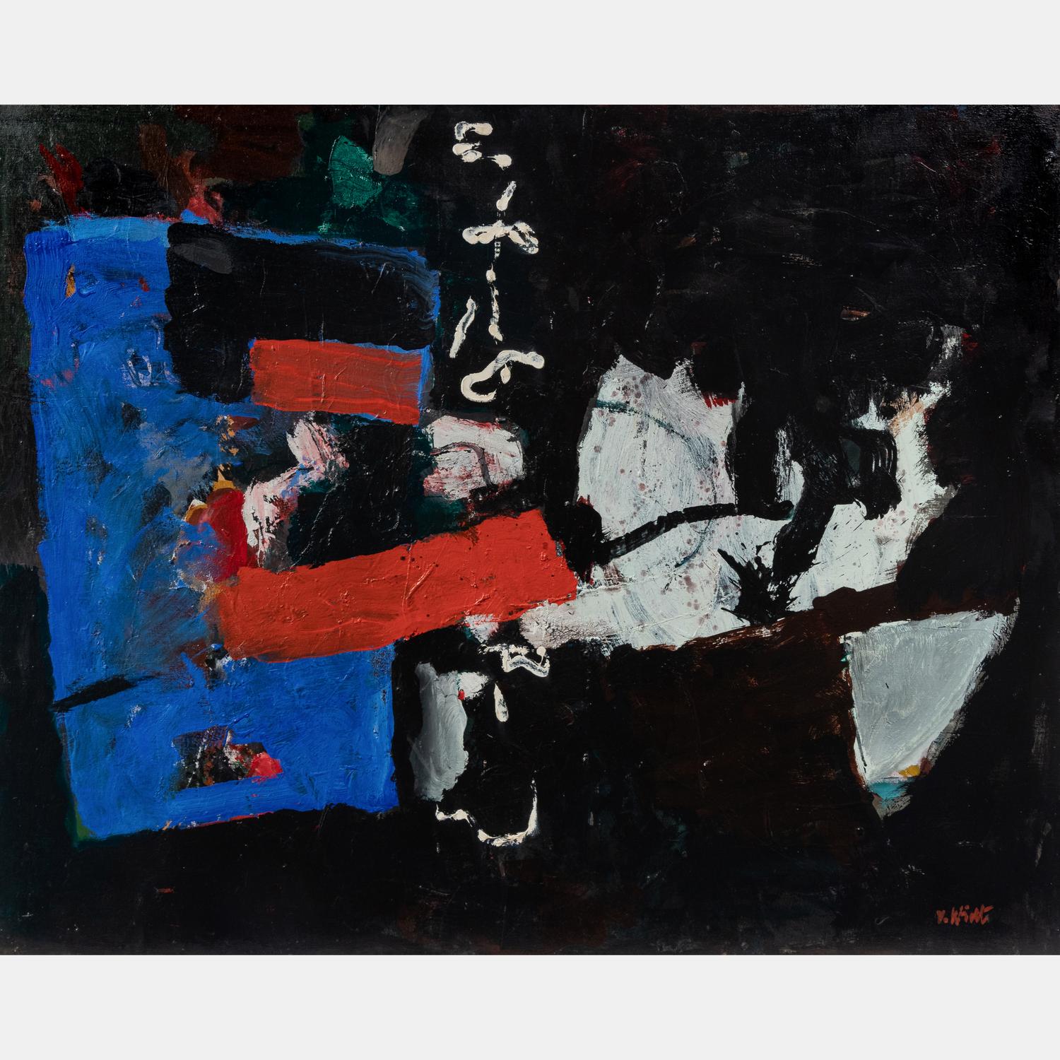 Blue, Red, White on Black , 1961