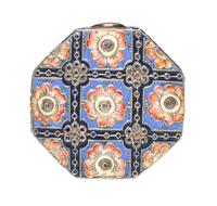 A Russian Enameled Silver Pill Box, 11th Artel, Moscow, 1908-1926, of octagonal fom with polychrome floral decoration.