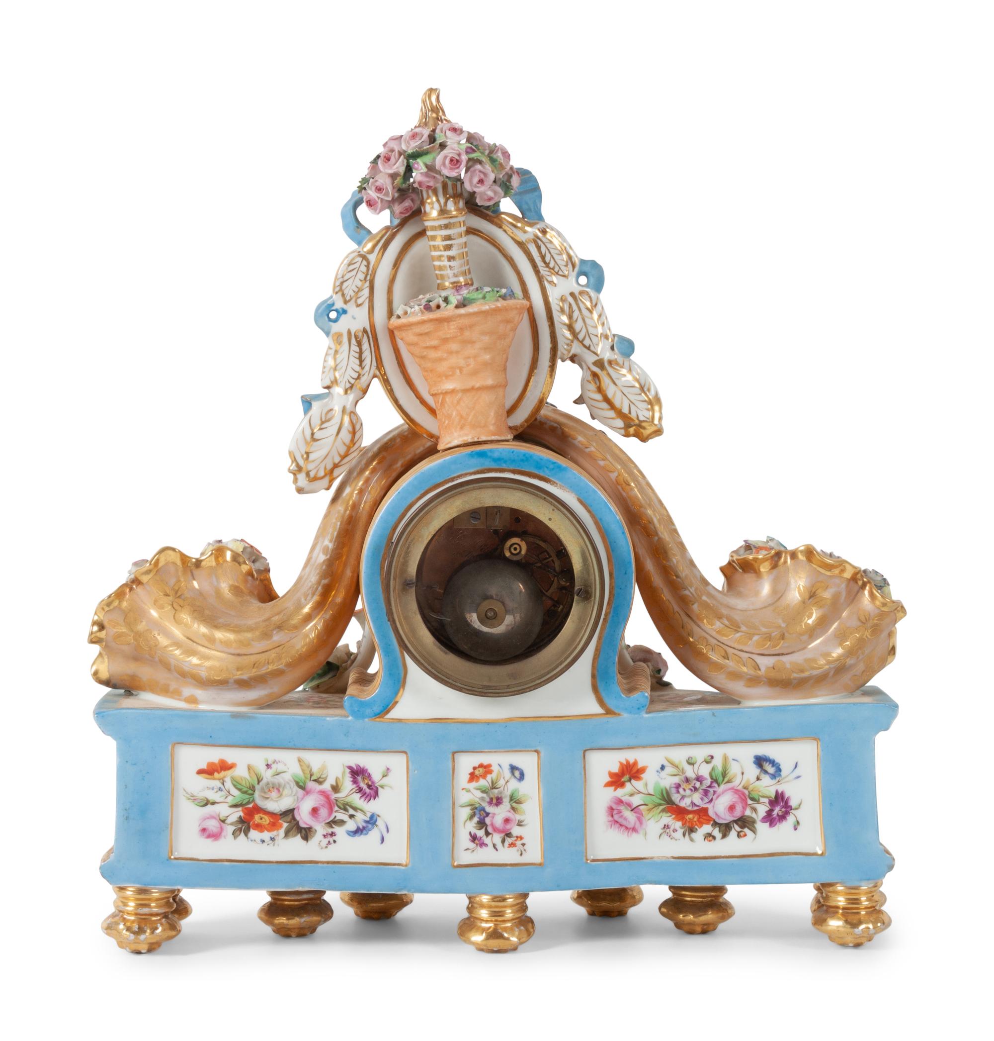 A Jacob Petit Porcelain Figural Mantle Clock