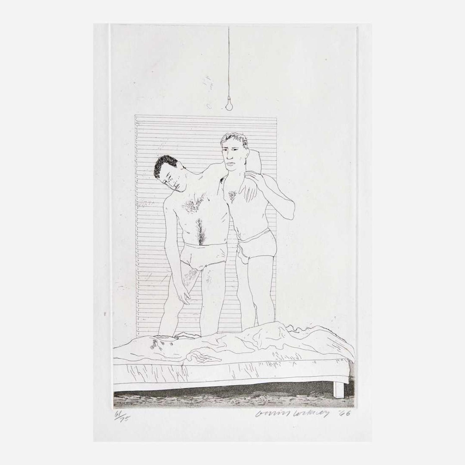 David Hockney (British, b.1937) One Night, from Illustrations for Fourteen Poems from C.P. Cavafy