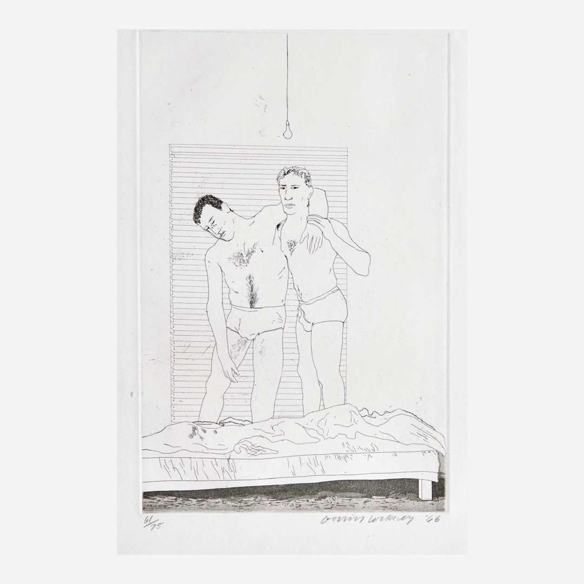 David Hockney (British, b.1937) One Night, from Illustrations for Fourteen Poems from C.P. Cavafy