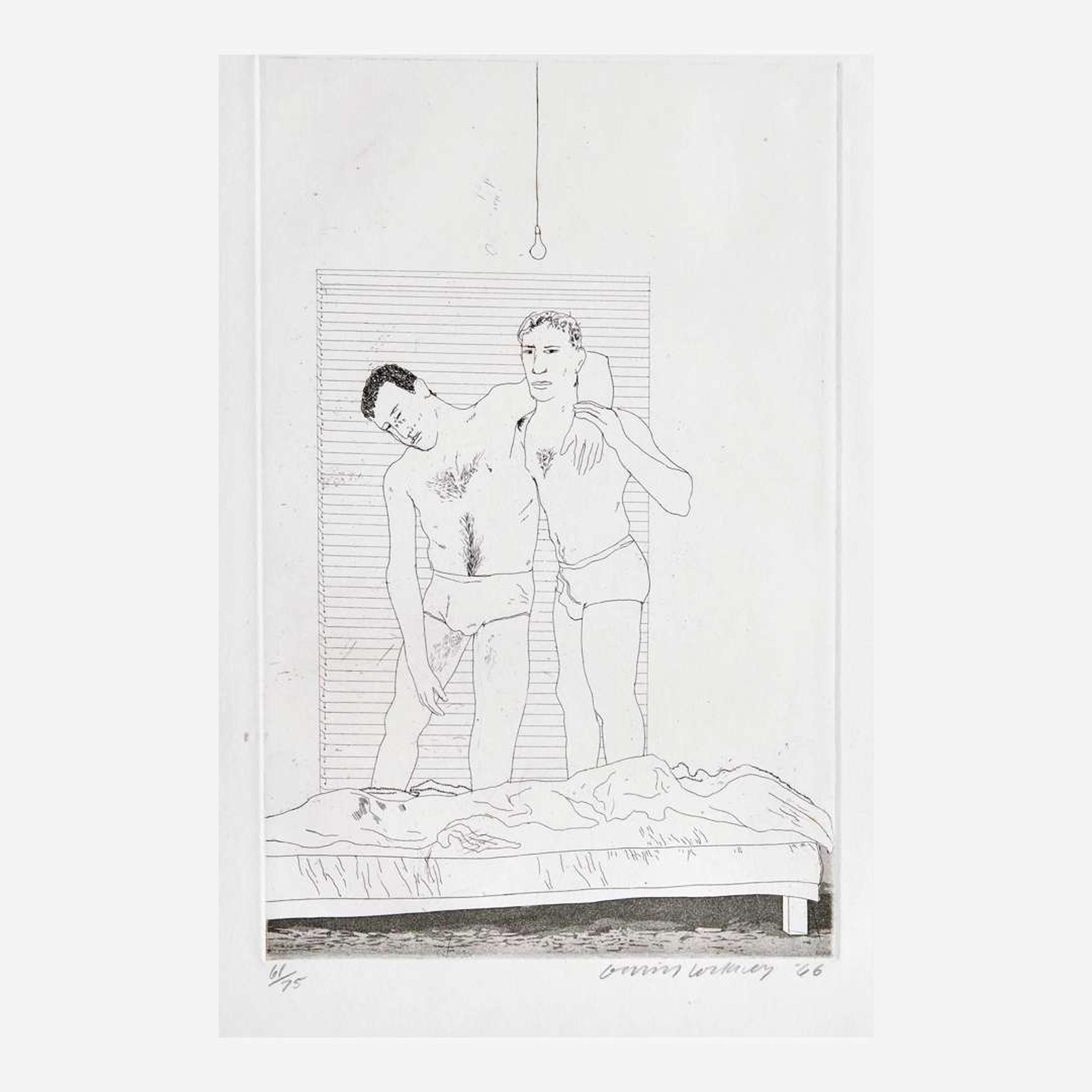 David Hockney (British, b.1937) One Night, from Illustrations for Fourteen Poems from C.P. Cavafy