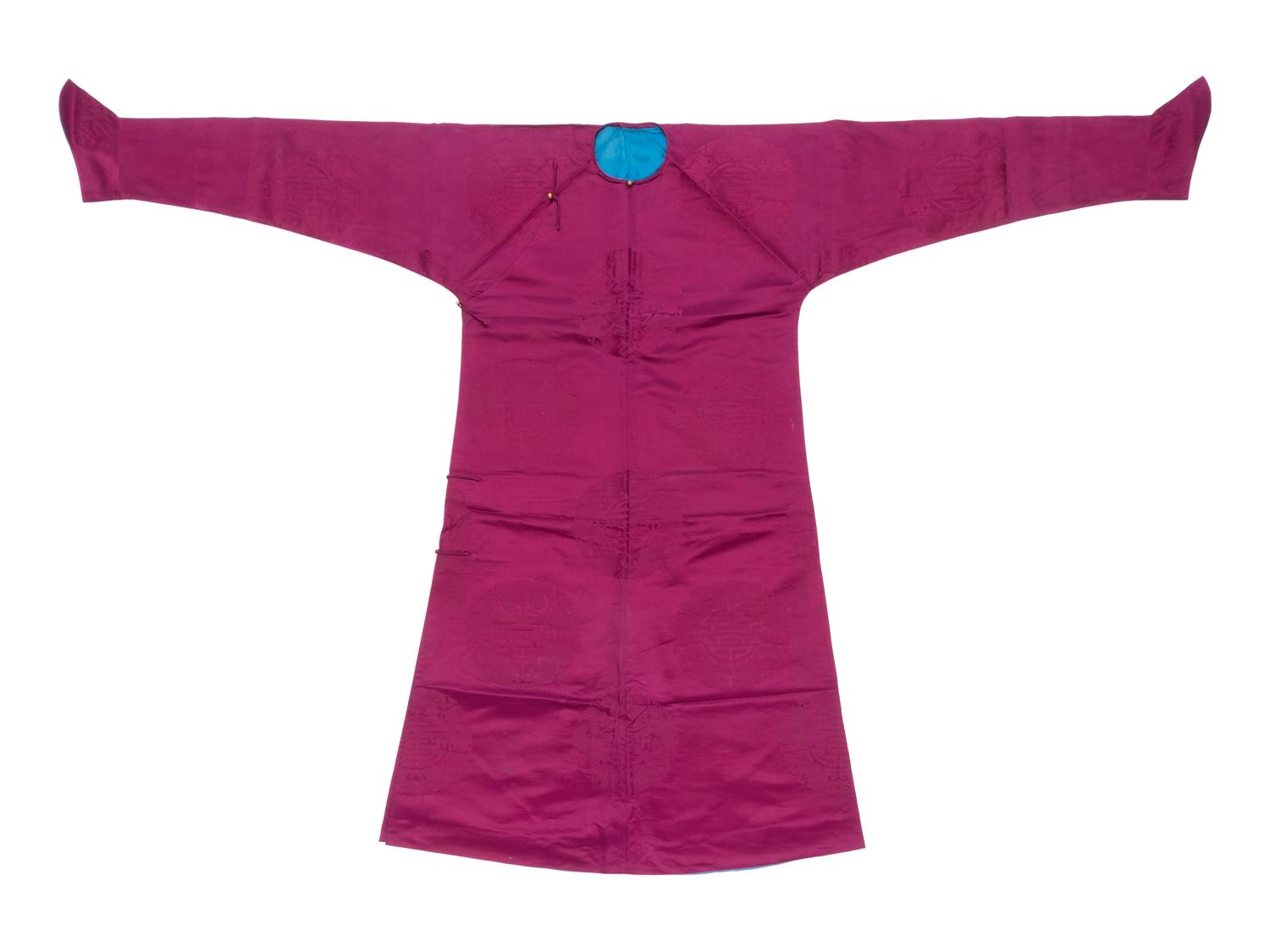 A Magenta Silk Damask Robe