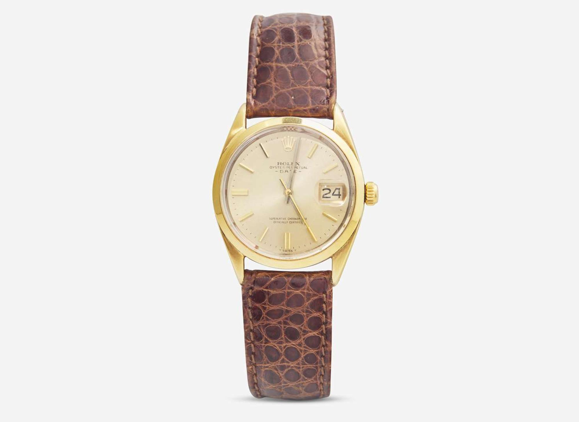 A Men's Gold-Plated Stainless Steel Rolex Oyster Perpetual Date