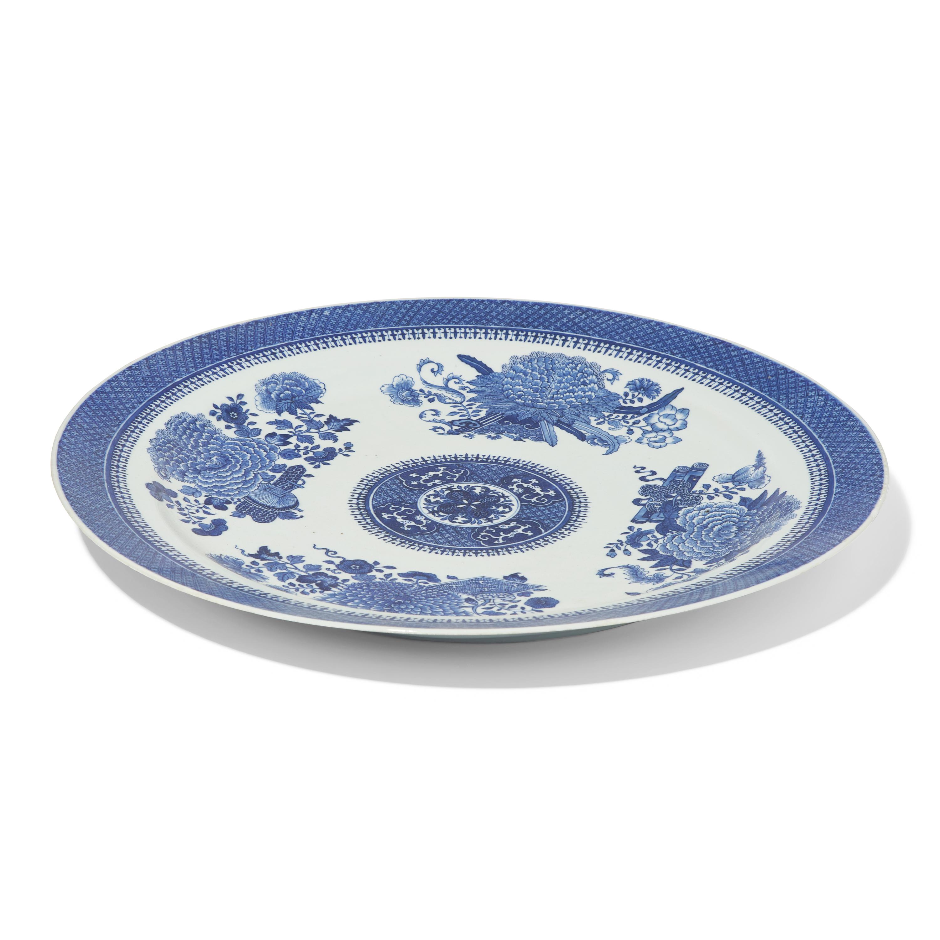 A Large Chinese Export Porcelain Blue Fitzhugh Charger
