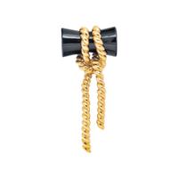 YELLOW GOLD AND ONYX BROOCH