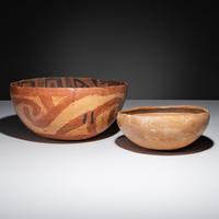 Ancestral Pueblo, Homolovi Black-on-Orange Polychrome AND St. Johns Black-on-Red Pottery Bowls
