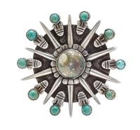 A Silver and Ceramic Sunburst Pendant/Brooch, William Spratling, Circa 1940's, 48.00 dwts.