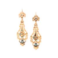 Yellow Gold and Enamel Earrings