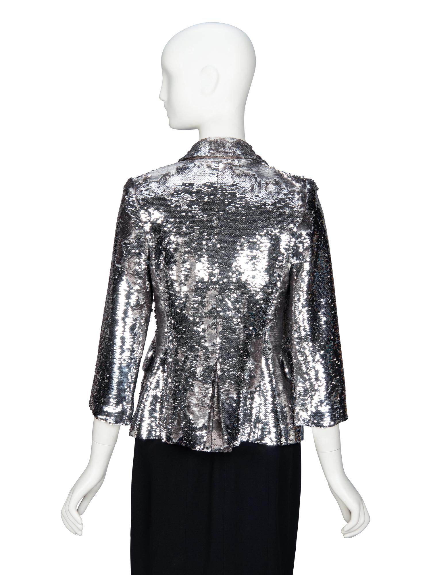 LIBERTINE, SILVER SEQUINED TAILORED JACKET