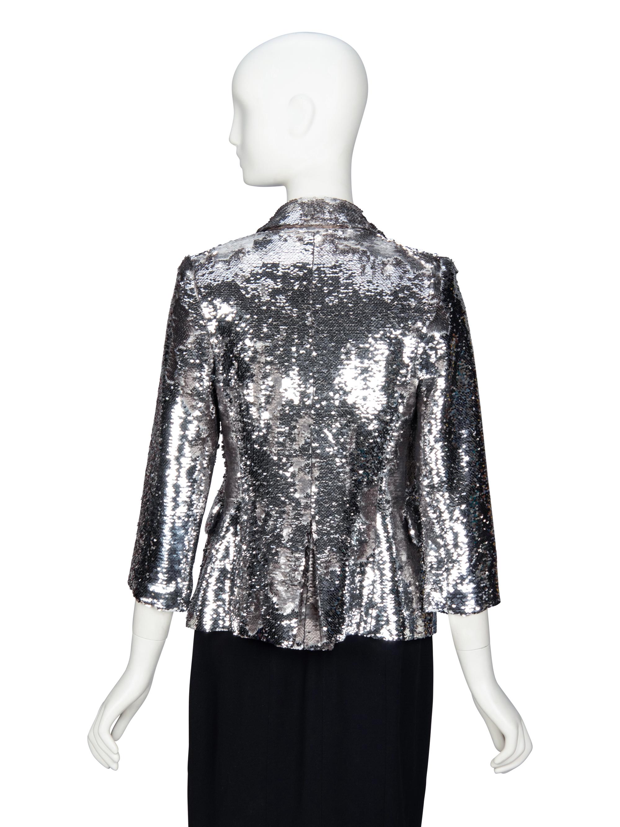 LIBERTINE, SILVER SEQUINED TAILORED JACKET