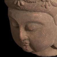A Chinese carved stone head of Guanyin 石雕观音头像 Southern Song dynasty ??