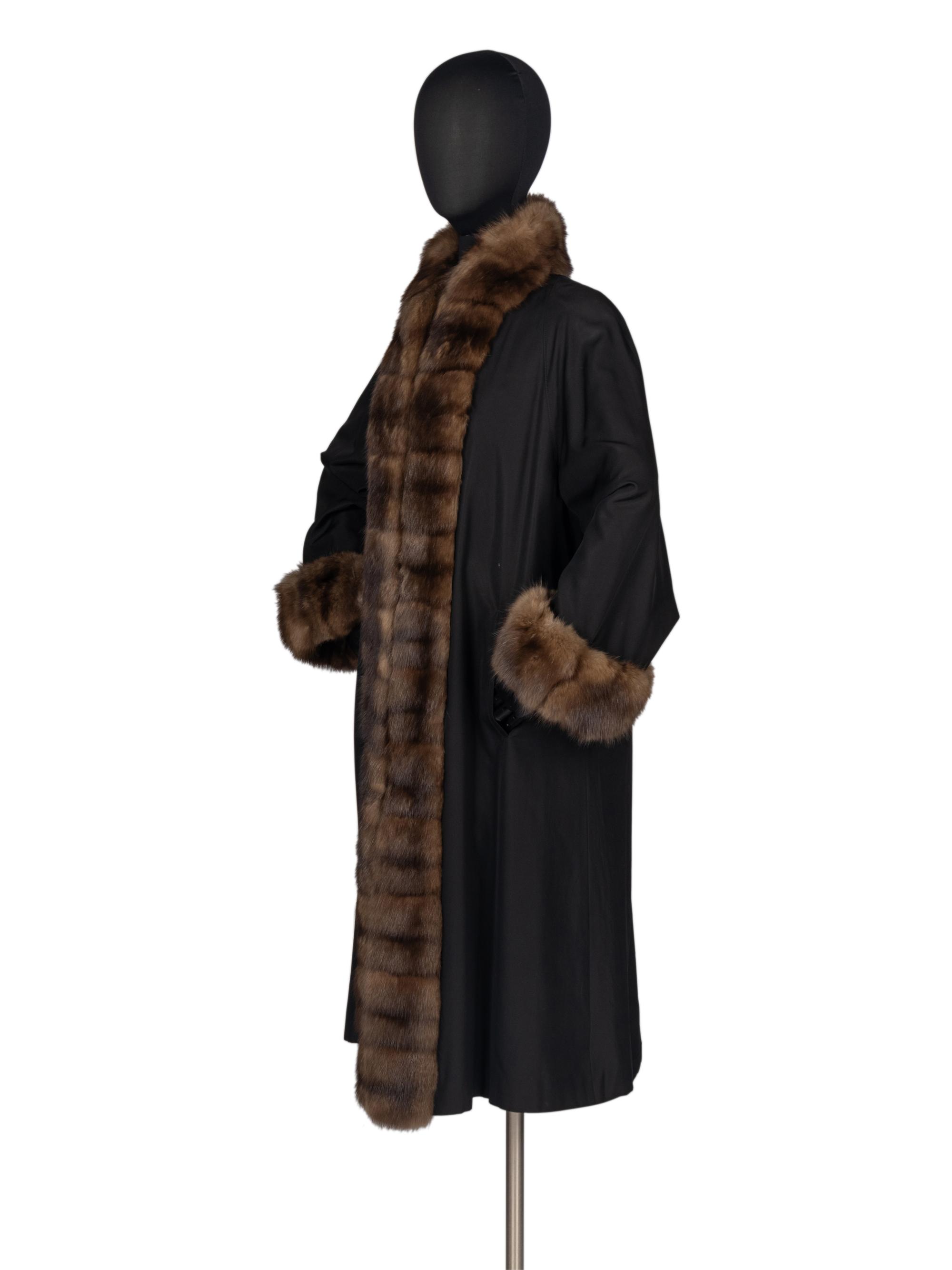 J. Mendel Coat With Sable Fur Trim and Sheared Mink Lining