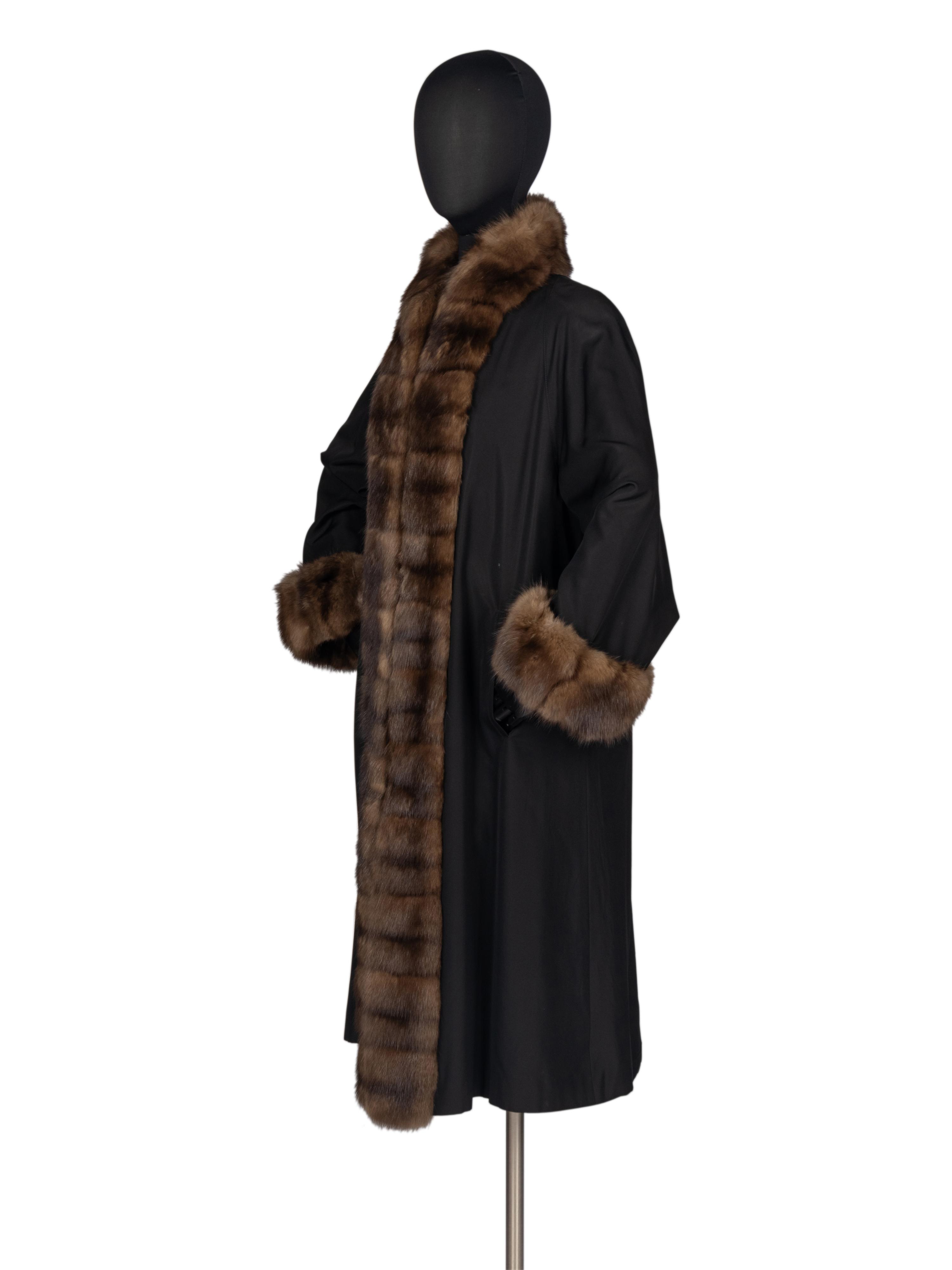 J. Mendel Coat With Sable Fur Trim and Sheared Mink Lining