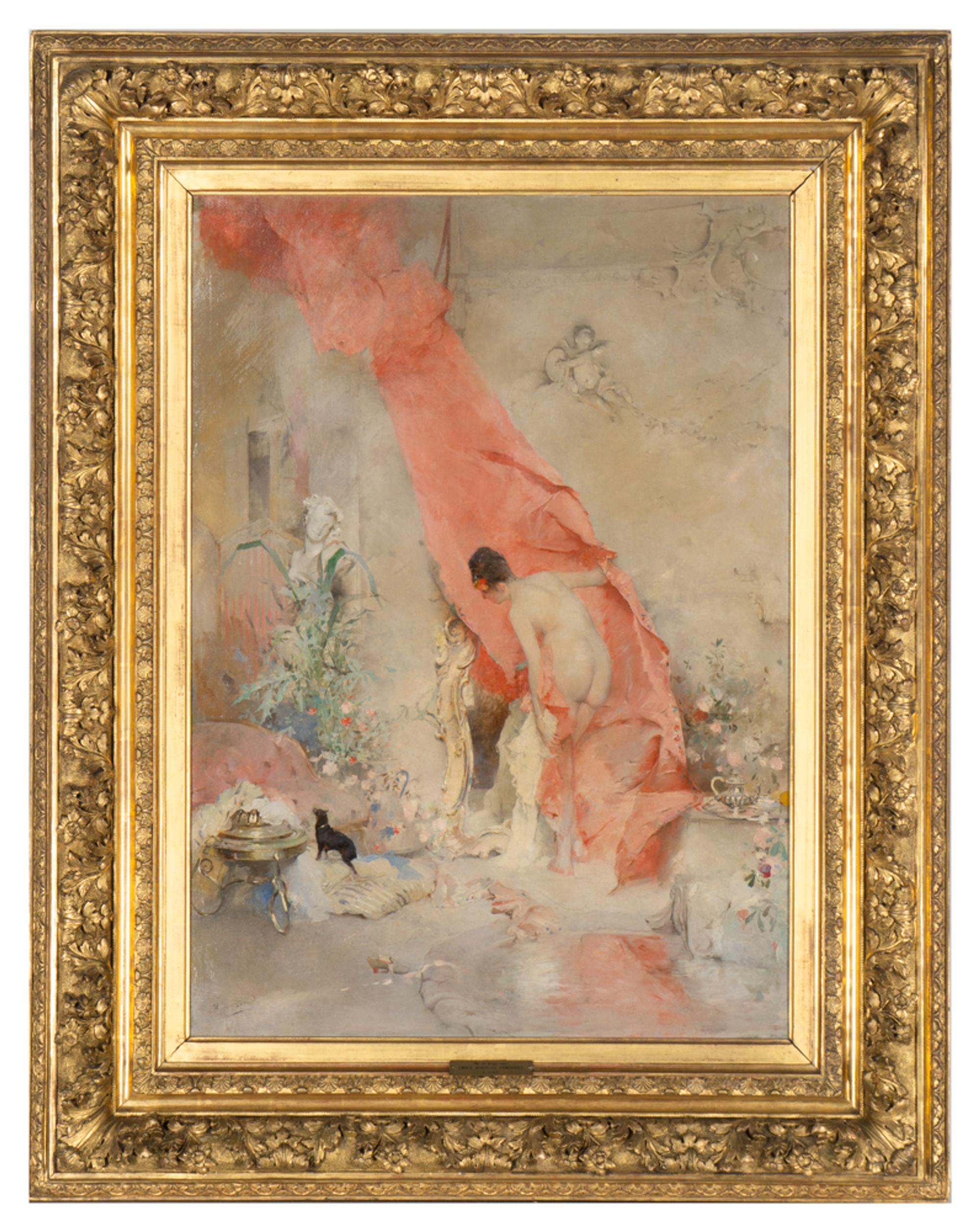Nu au drape rose
