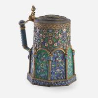 A Russian Silver-Gilt Plique-à-Jour and Cloisonné Imperial Presentation Tankard Pavel Ovchinnikov, Moscow, 1892