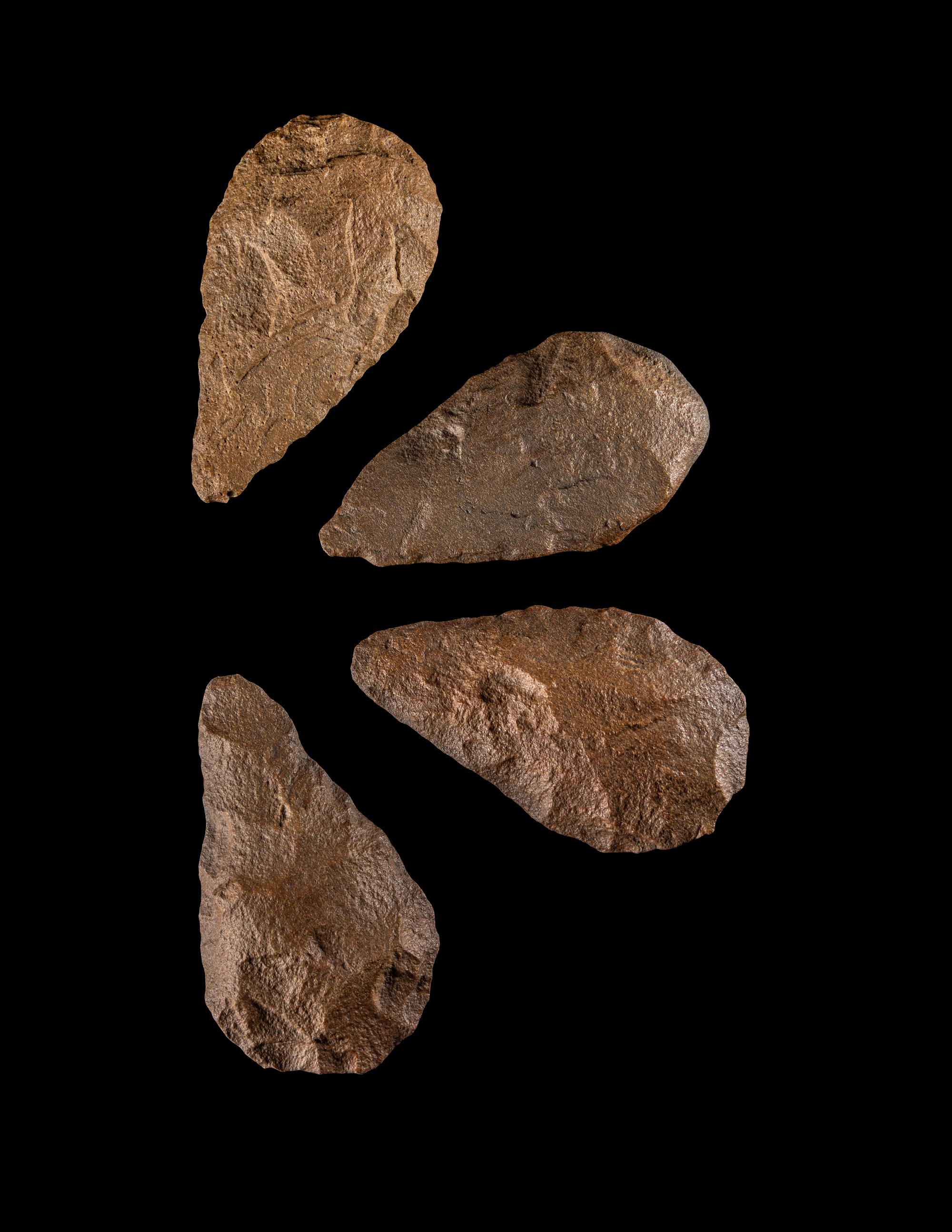 Four Paleolithic Quartzite Hand Axes