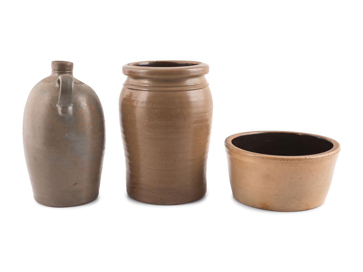 Three Stoneware Advertising Vessels