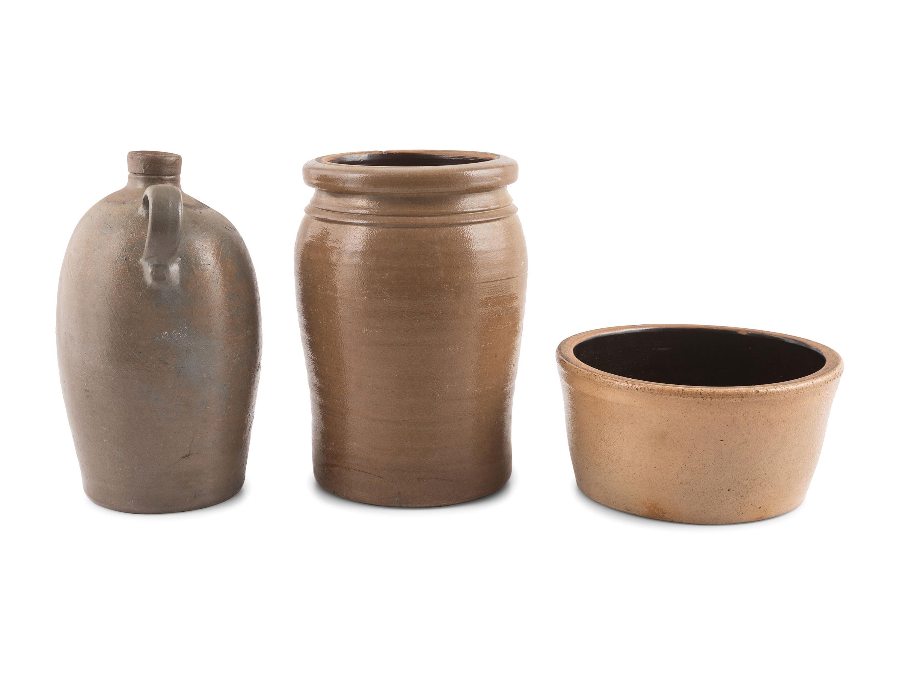 Three Stoneware Advertising Vessels