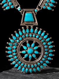 Silver and Petit Point Turquoise Cluster Necklace