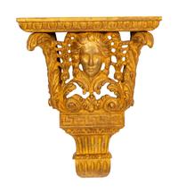 A Pair of George II Style Figural Giltwood Wall Brackets