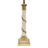 A Pair of Neoclassical Style Cream-Painted Gilt-Metal Lamps