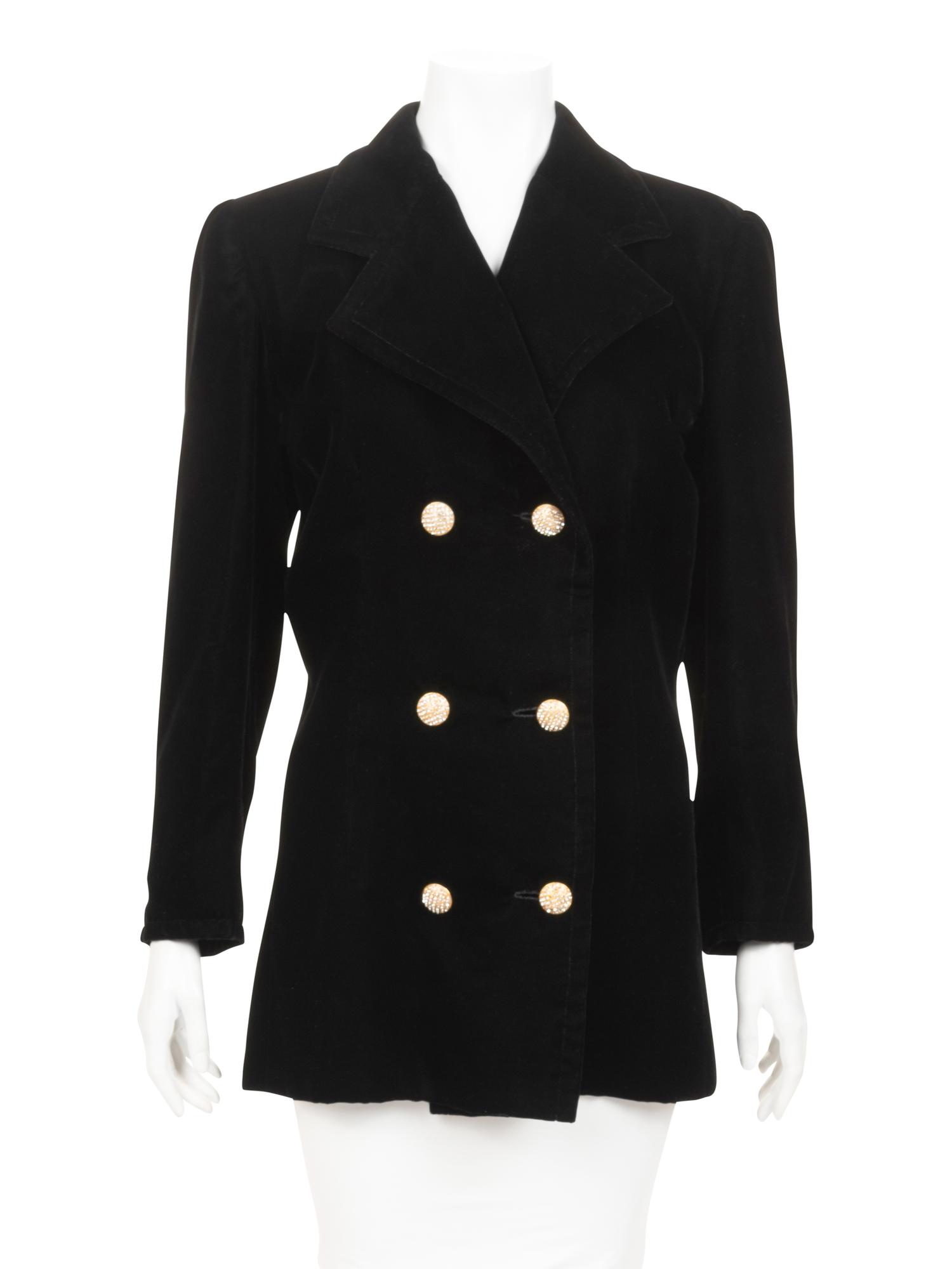 Givenchy Haute Couture Velvet Double Breasted Jacket, 1970-90s