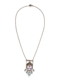 RUSSIAN, STIL MODERN, SILVER, AMETHYST AND AQUAMARINE NECKLACE