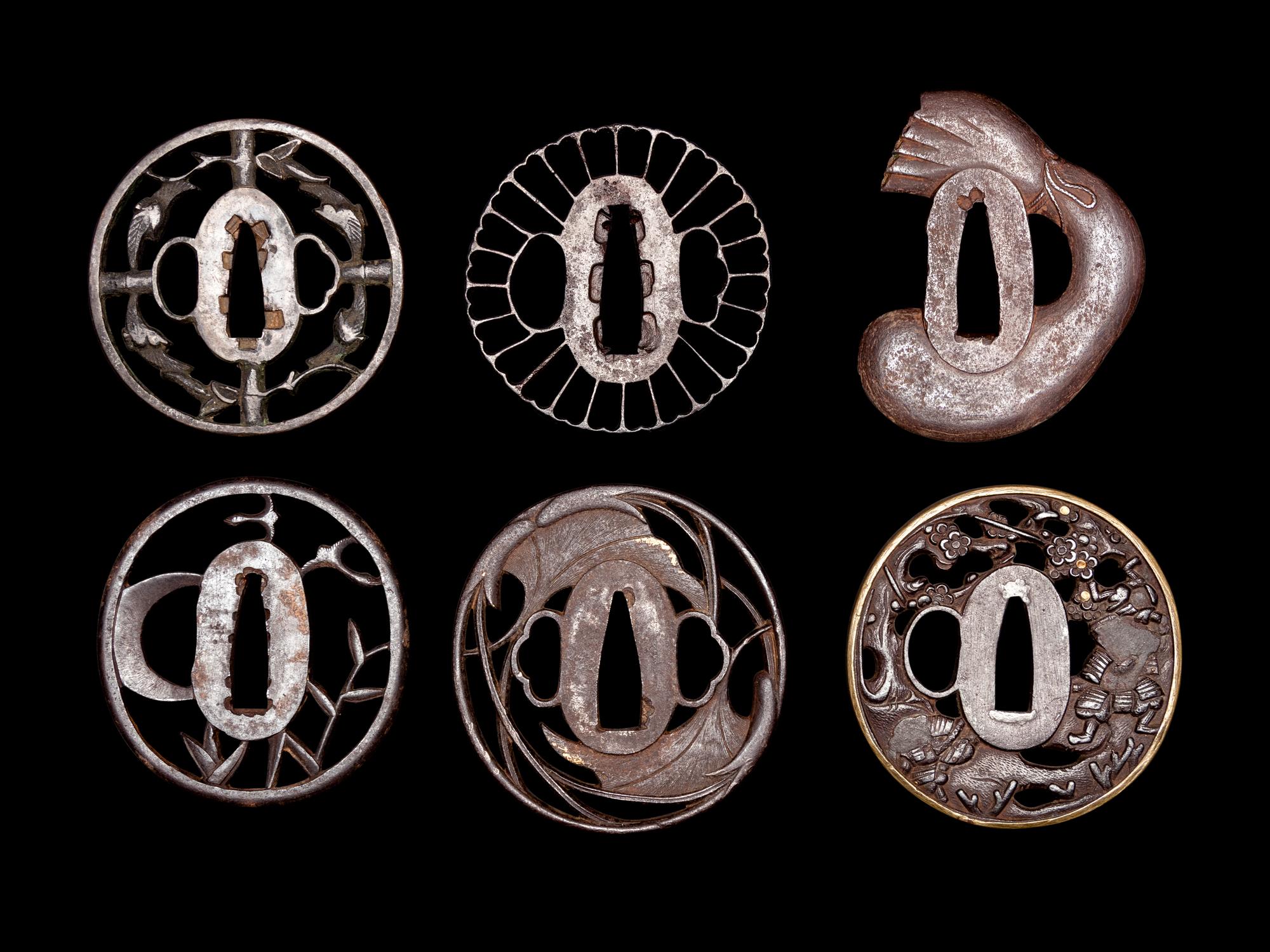 Six Cast Iron Tsuba