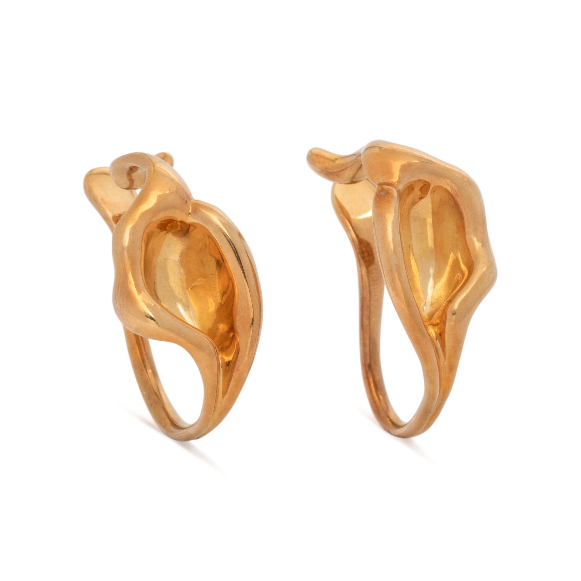 TIFFANY & CO., ELSA PERETTI, YELLOW GOLD CLIP EARRINGS