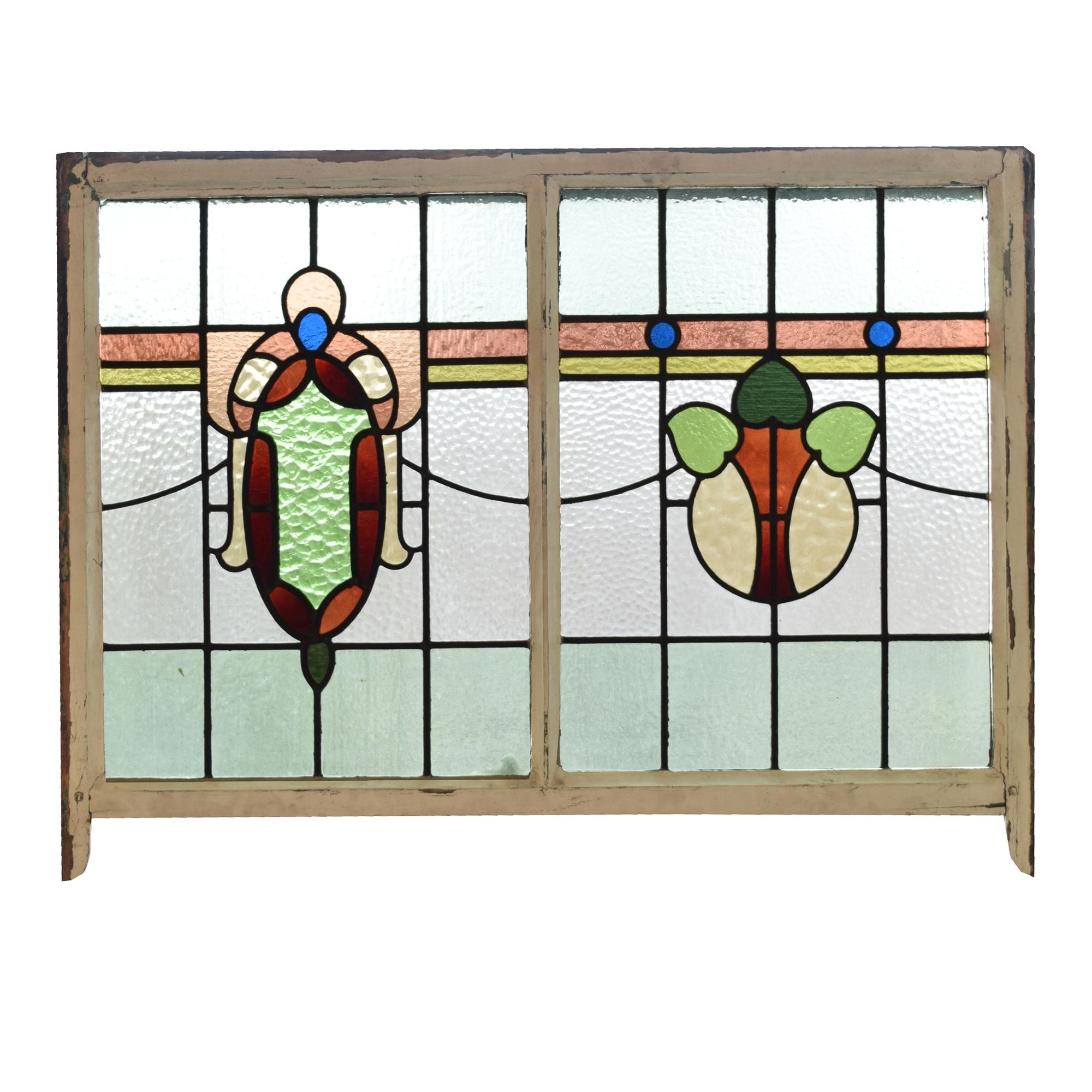 A Stained Glass Window 43" W x 1.5" D x 32" H — England, Circa 1910