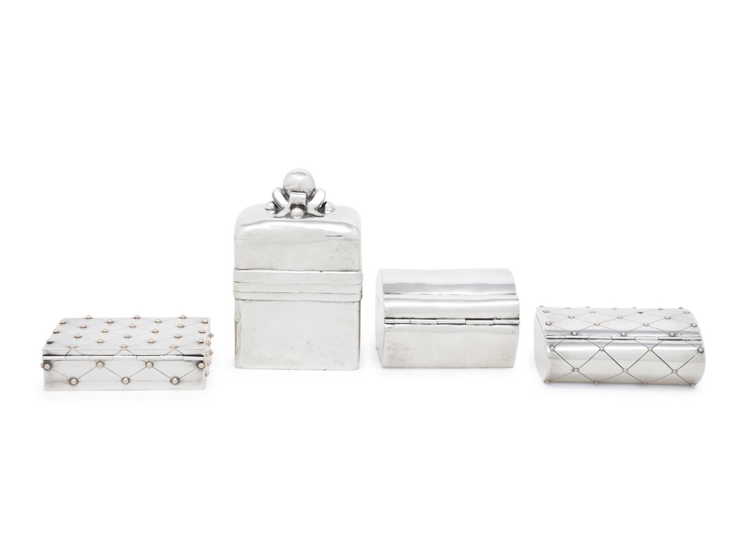 Four Mexican Silver Table Boxes