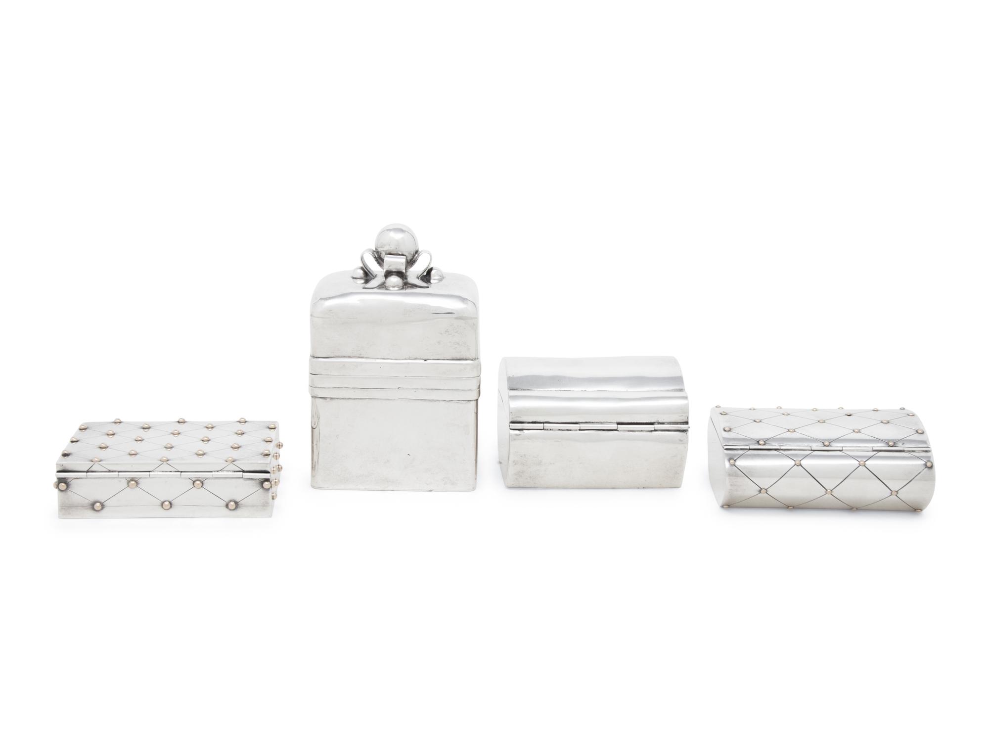 Four Mexican Silver Table Boxes