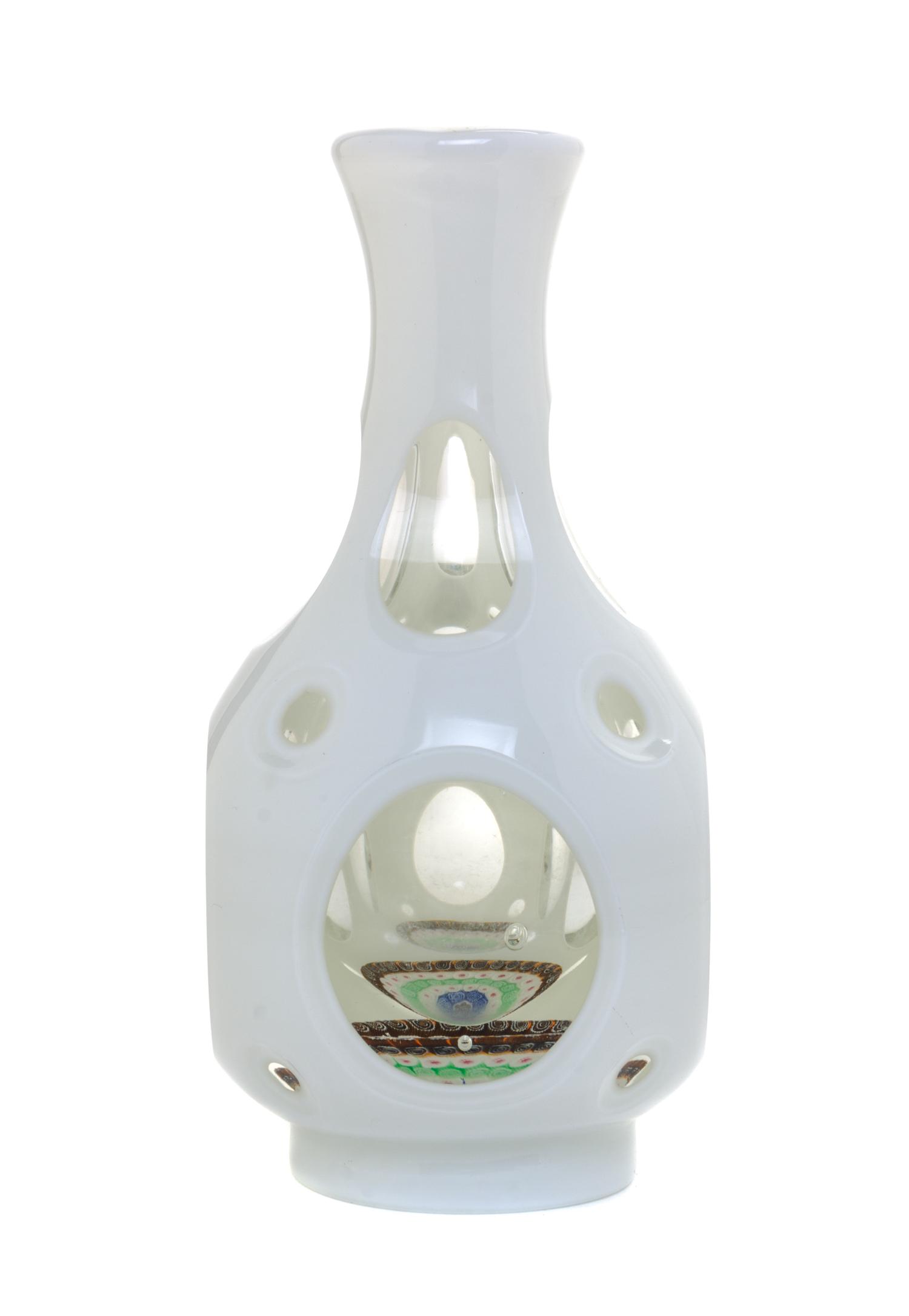A White Overlay Glass Vase Height 6 3/4 inches. — 19TH/20TH CENTURY