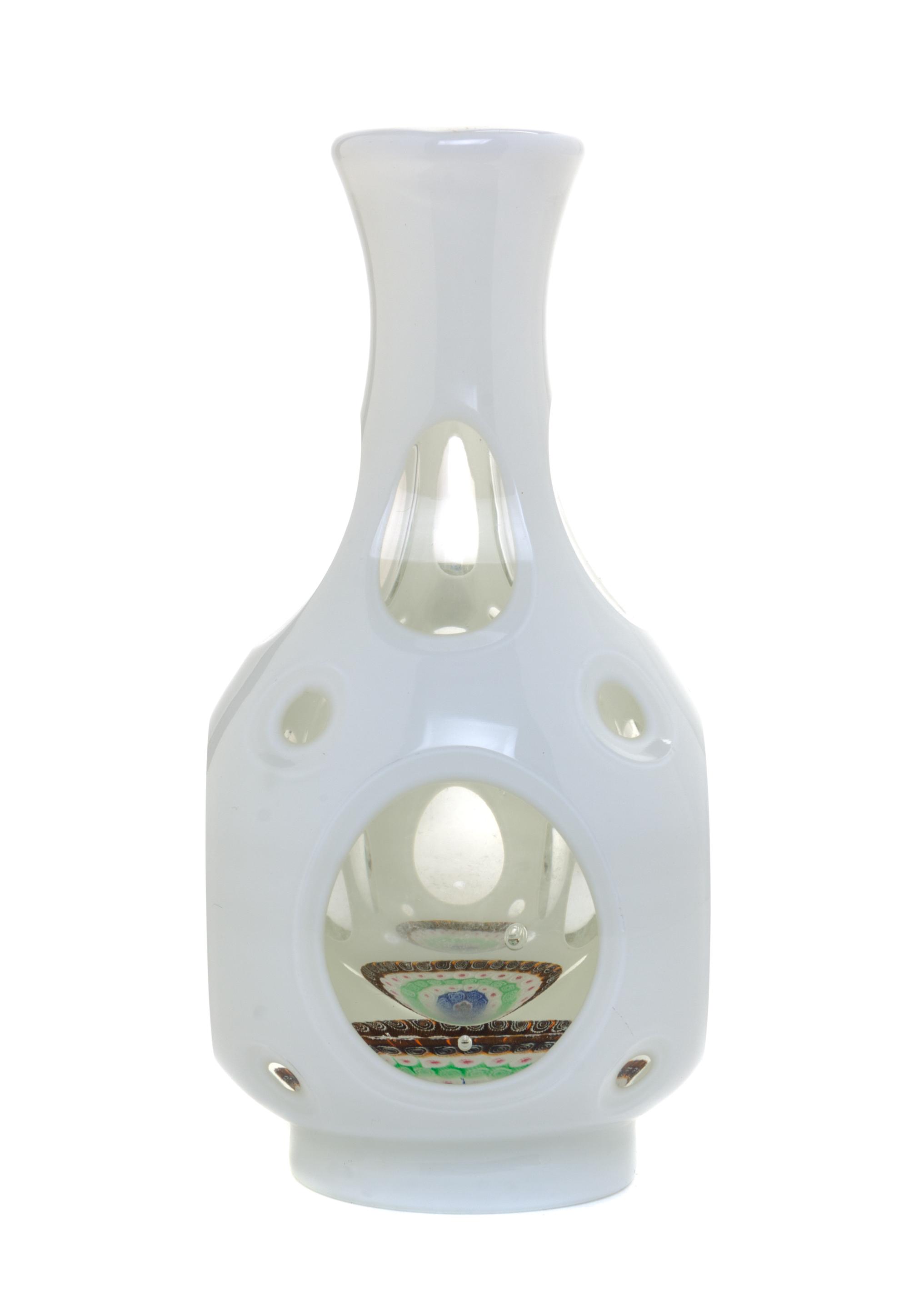 A White Overlay Glass Vase Height 6 3/4 inches. — 19TH/20TH CENTURY