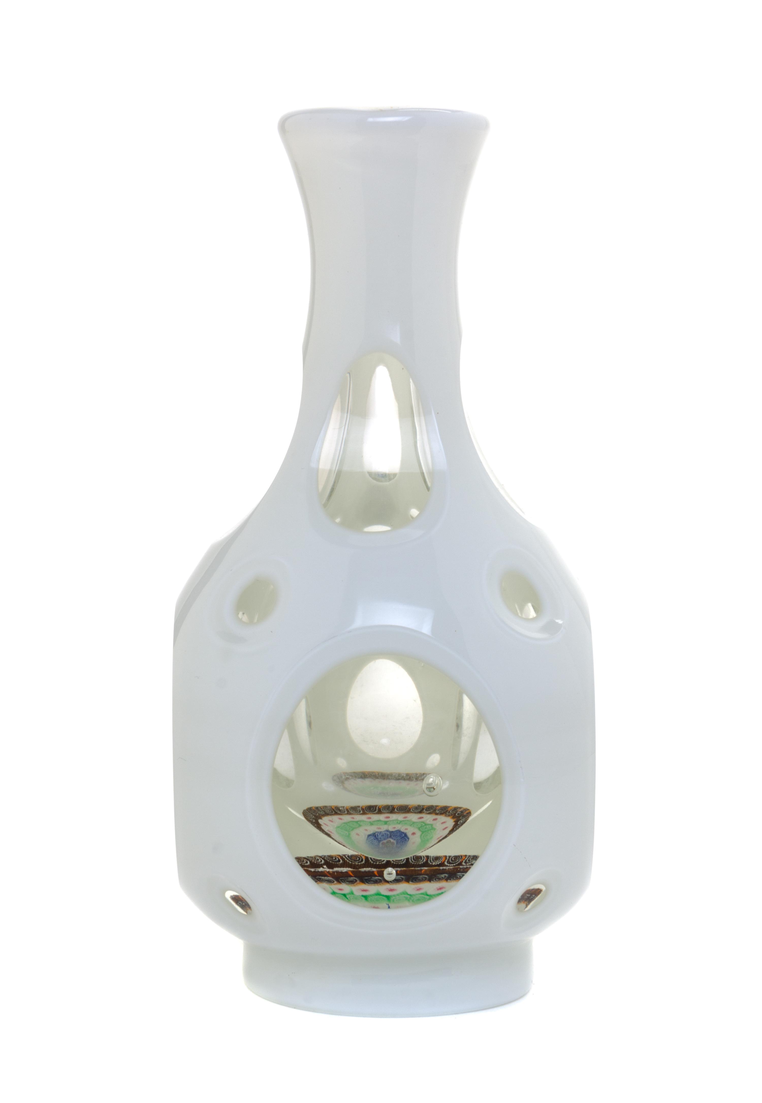 A White Overlay Glass Vase Height 6 3/4 inches. — 19TH/20TH CENTURY