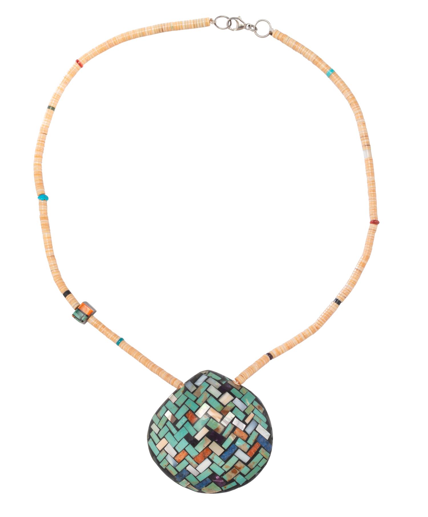 Reversible Inlaid Shell Necklace Lot is located and will ship from Denver, Colorado.