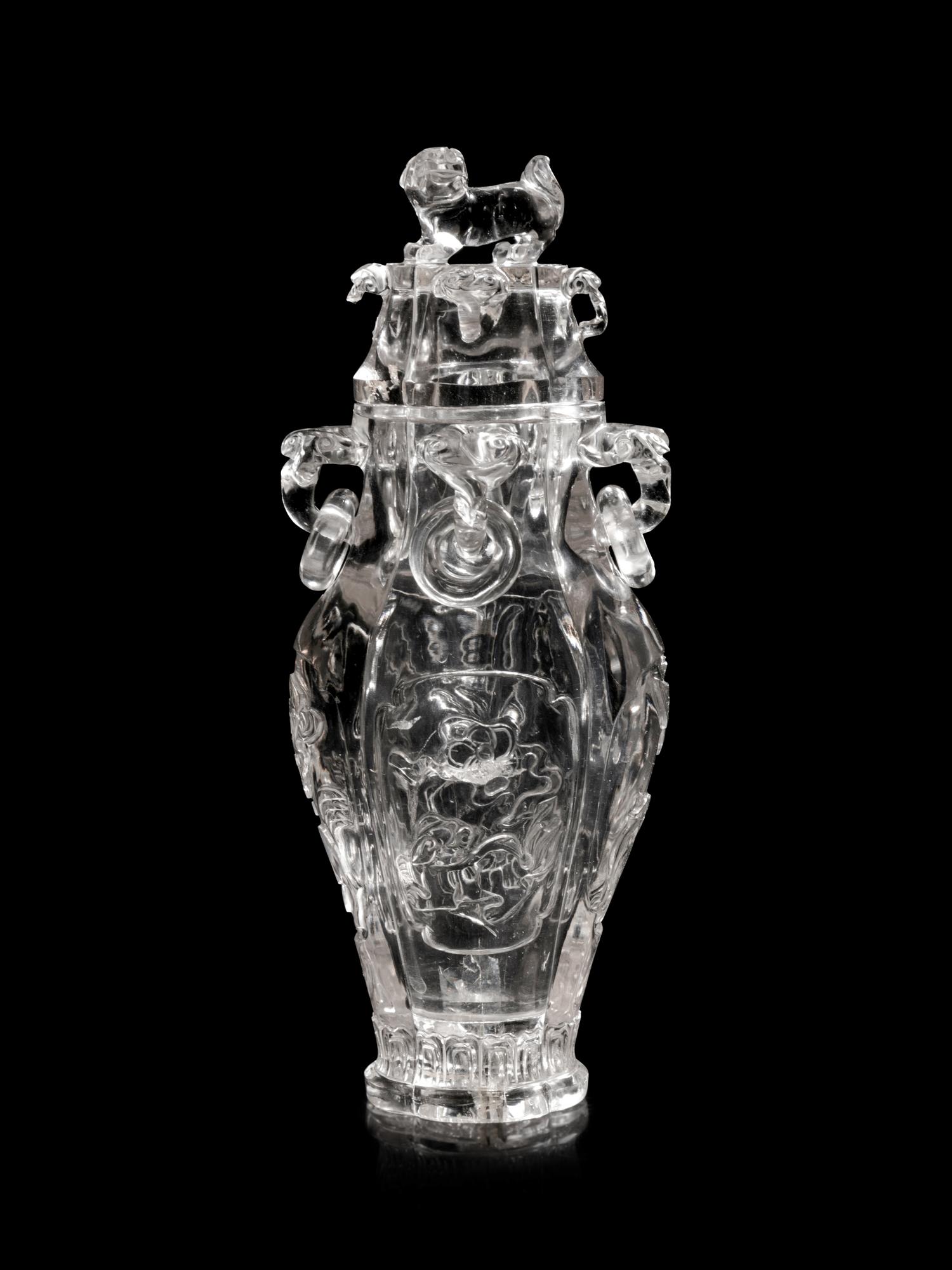 A Carved Rock Crystal Vase and Cover