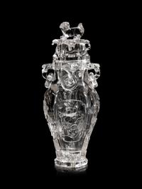 A Carved Rock Crystal Vase and Cover