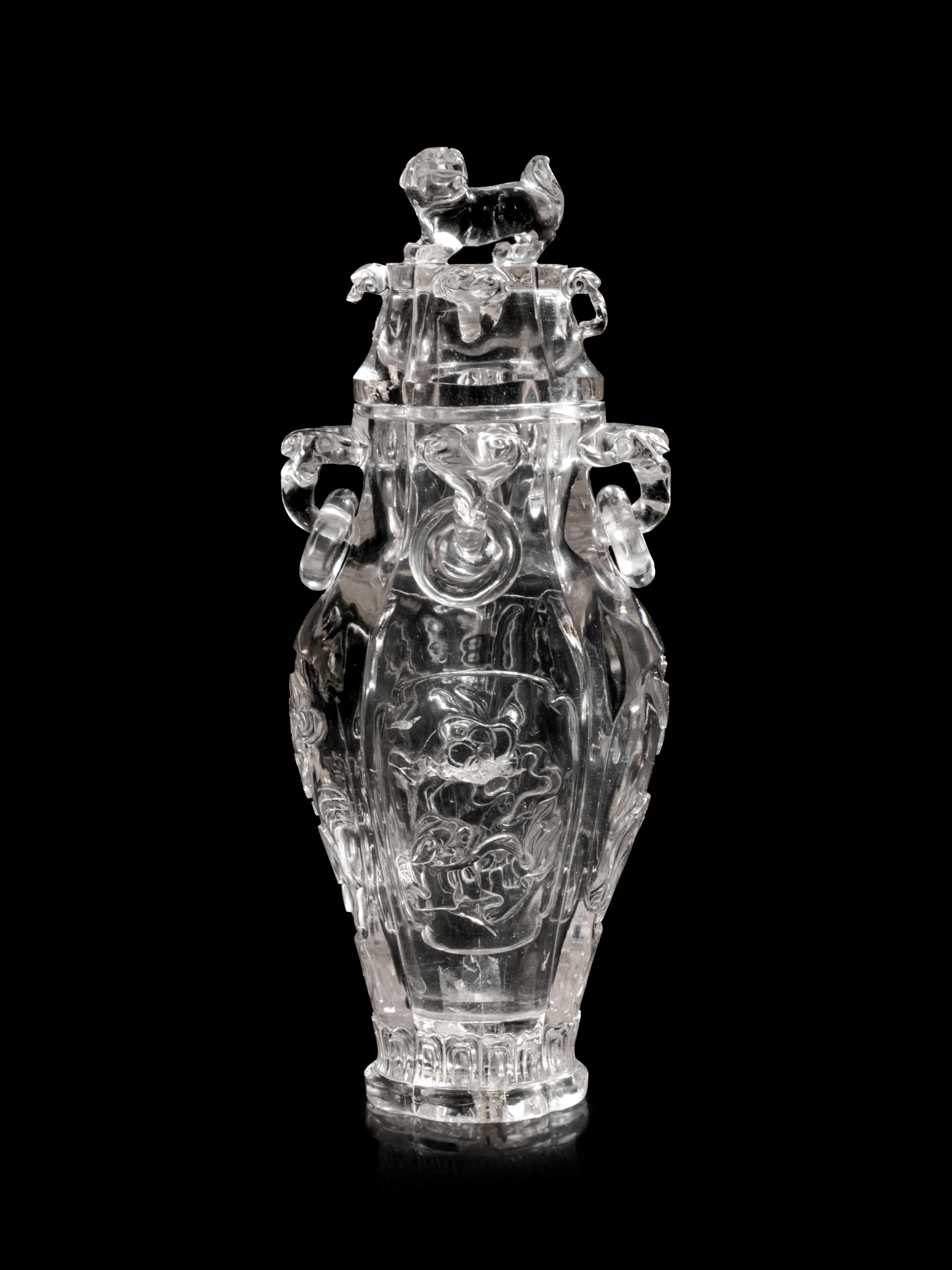 A Carved Rock Crystal Vase and Cover