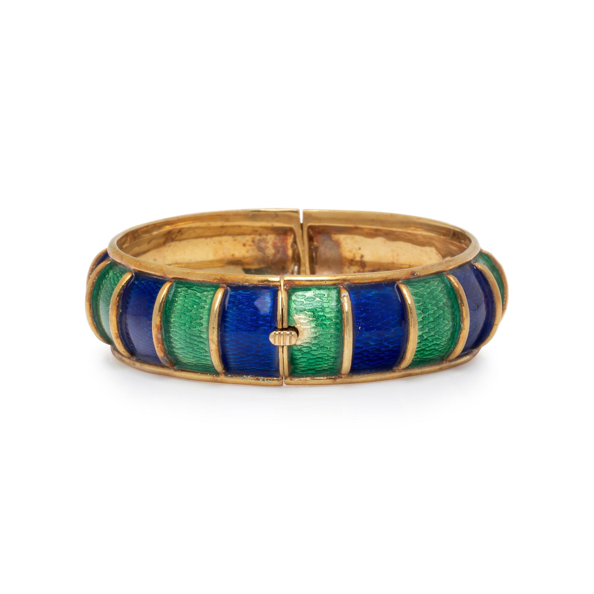 CELLINO, BLUE AND GREEN ENAMEL BANGLE BRACELET